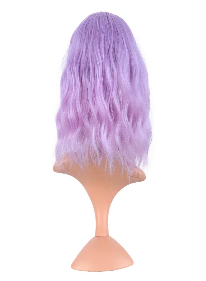 MapofBeauty Bob Wavy Short Curly Body Wave Cosplay Anime Synthetic Hair Party Wig (Light Purple to Pink) - Image 4